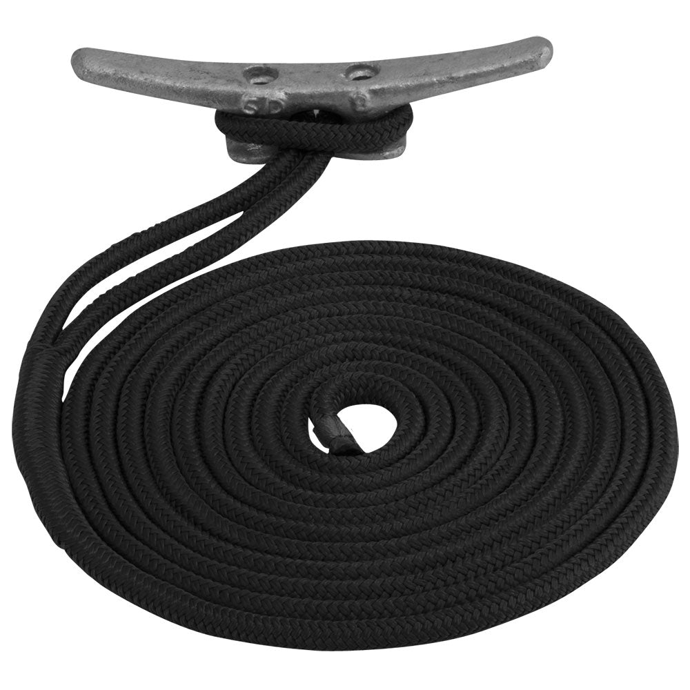 SeaDog Double Braided Nylon Dock Line  38 x 10  Black 302110010BK1