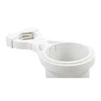 Camco ClampOn Rail Mounted Cup Holder  Large for Up to 2 Rail  White 53083