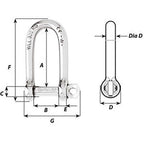 Wicahrd SelfLocking Long D Shackle  Diameter 5mm  316 1212W