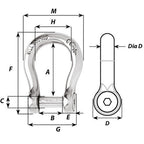 Wichard SelfLocking Allen Head Pin Bow Shackle  12mm Diameter  1532 1346W