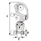 Wichard HR Snap Shackle With Clevis Pin Swivel  120mm Length  42332 2478W