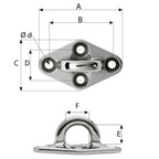 Wichard Diamond Pad Eye  Round  79mm Length 3764  M6 Screw 6645W