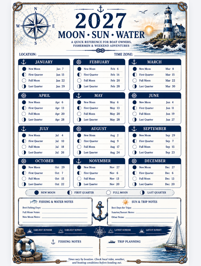 2027 Boat Owner's Planner & Logbook – Stay Organized on the Water All Year